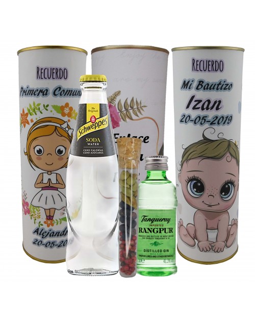 Pack de Gin Tonic Schweppes ORIGINAL con Ginebra Tanqueray RANGPUR en lata PERSONALIZADA